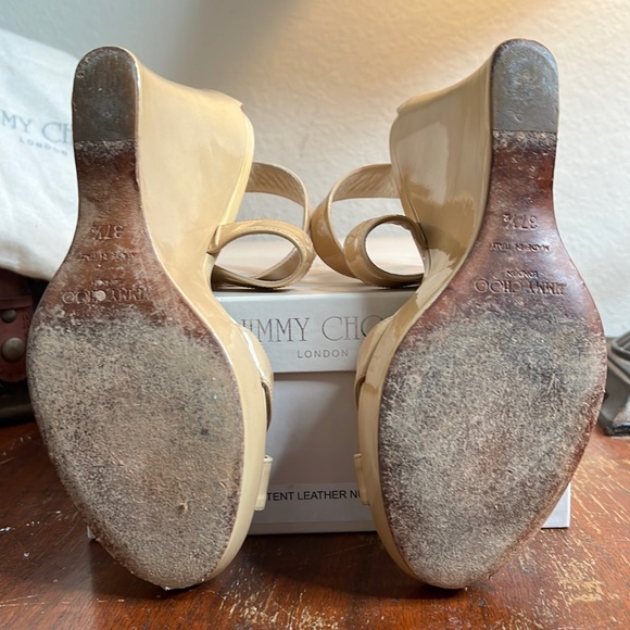 JIMMY CHOO Lucia Wedges with Box and Dust Bags | Nude | Size 37.5 - Picture 10 of 16